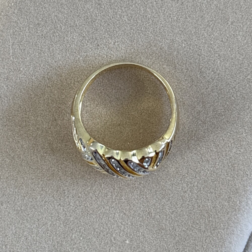 1/2 tcw Gold over Sterling Silver Genuine Diamond Dome Ring Channel Set Size 7 - Picture 12 of 13